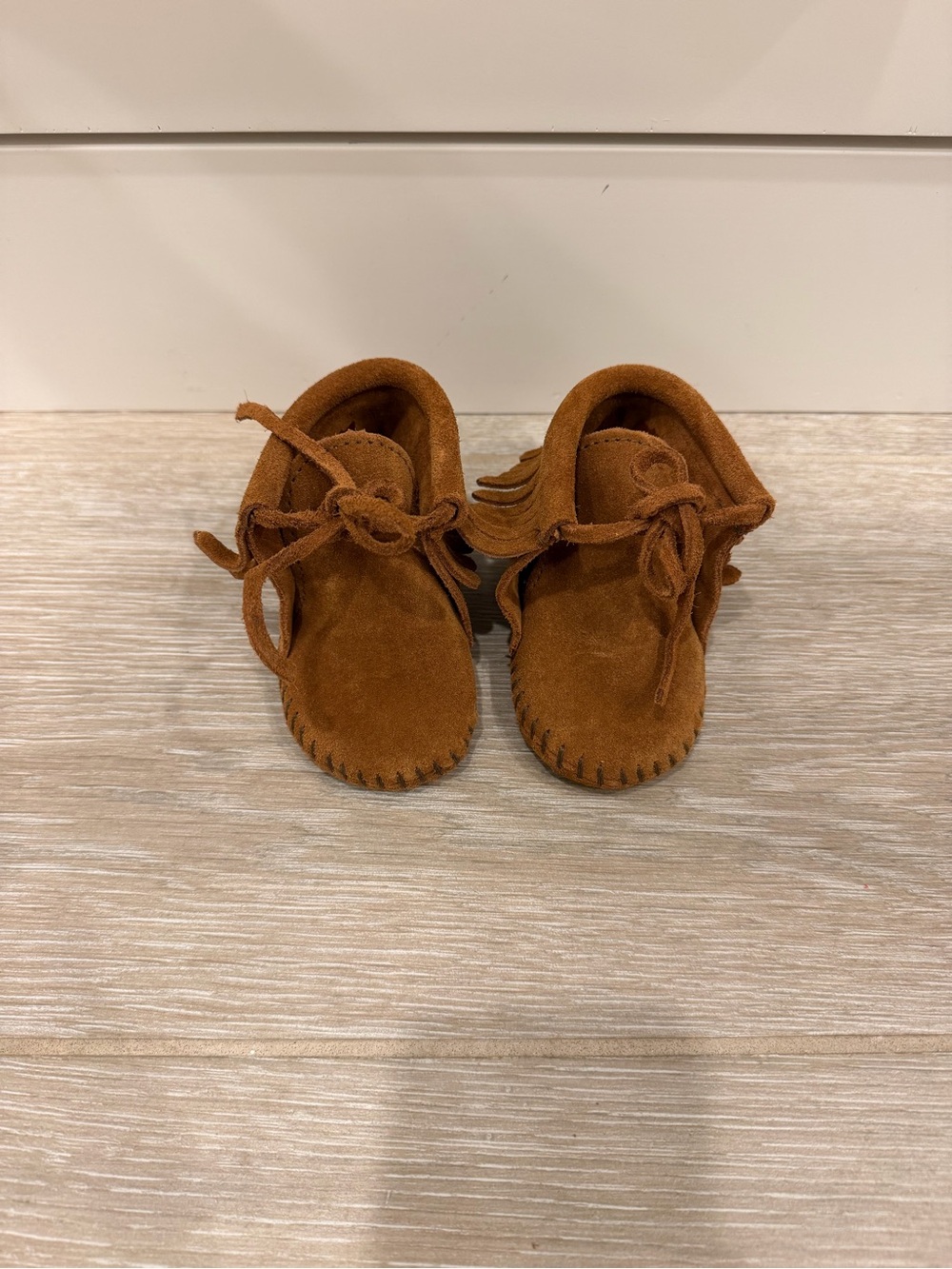 Minnetonka Kids Chestnut Suede Fringe Moccasins